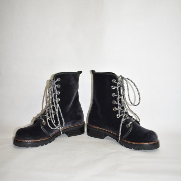 $650 STUART WEITZMAN METERMAID COMBAT lace BOOT Black 6 (JB22) - Picture 4 of 9